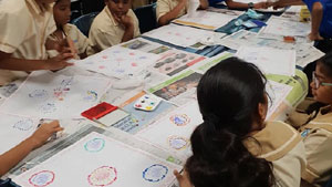 Mould Painting in Handkerchief